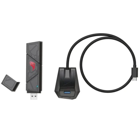 Asus ROG USB-BE92 Adaptador USB WiFi 7 BE6500 6500Mbps Tribanda 6GHz MLO WPA3 Negro